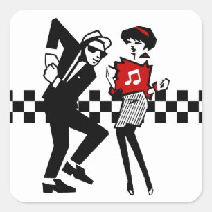 Walt Jabsco & Betty Beat II Quadratischer Aufkleber