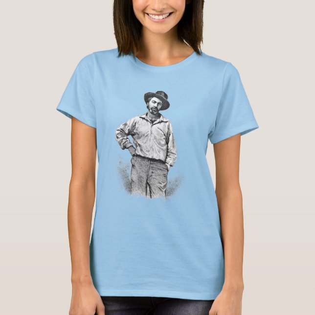 Walt Whitman "Ich glaube an ein Blatt Gras" Quotat T-Shirt (Vorderseite)