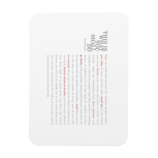 Walt Whitman Quote-Magnet Magnet (Vertikal)