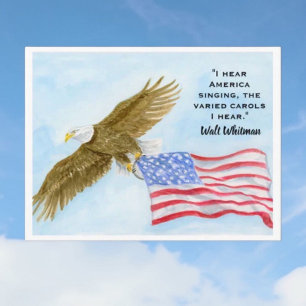 Walt-Whitman-Zitat Weißkopfseeadler fliegt mit Ame Feiertagspostkarte