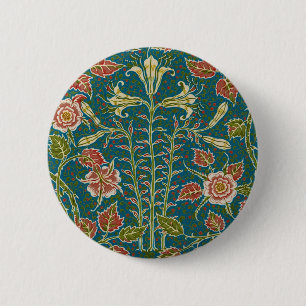 Walter Crane Antike Lilie und Rose Blumenmuster Button