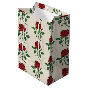 Walter Crane Antikes Saxon-Rot-Rosen-Muster Mittlere Geschenktüte