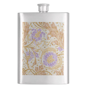 Walter Crane Arts and Crafts Lila Blumenkunst Flachmann