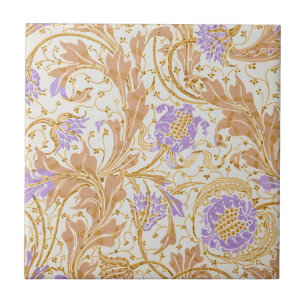 Walter Crane Arts and Crafts Lila Blumenkunst Fliese