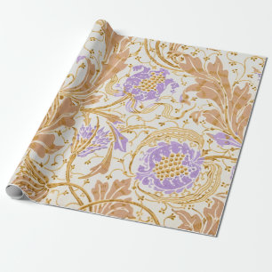 Walter Crane Arts and Crafts Lila Blumenkunst Geschenkpapier