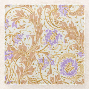 Walter Crane Arts and Crafts Purple Florale Kunst Glasuntersetzer