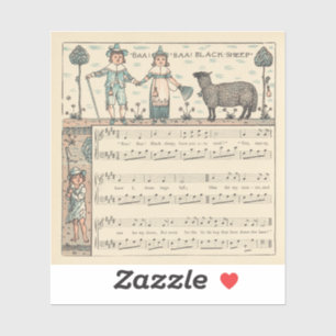 Walter Crane Baa Baa schwarzes Schaf Kinderreim Aufkleber