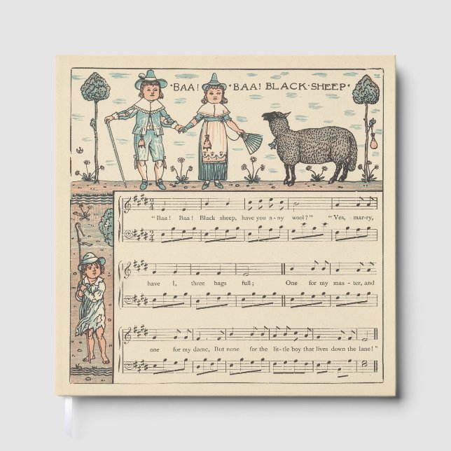 Walter Crane Baa Baa schwarzes Schaf Kinderreim Gästebuch (Vorderseite)