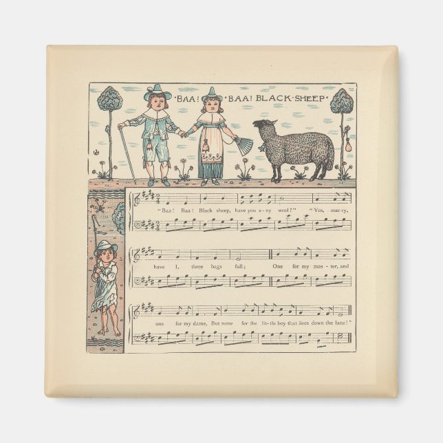Walter Crane Baa Baa schwarzes Schaf Kinderreim Magnet (Vorne)