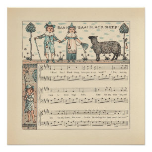 Walter Crane Baa Baa schwarzes Schaf Kinderreim Poster