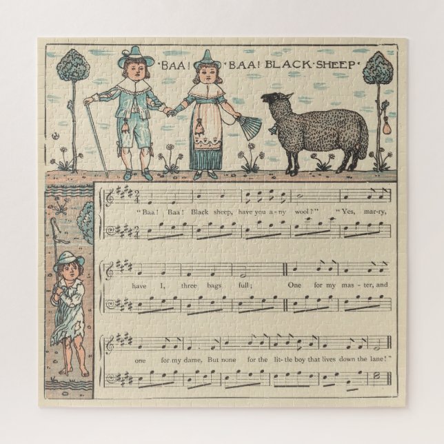 Walter Crane Baa Baa schwarzes Schaf Kinderreim Puzzle (Vertikal)