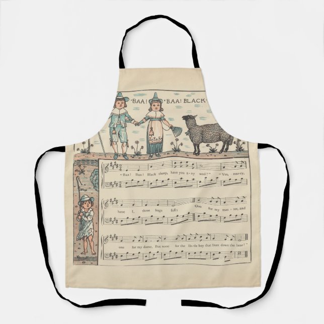 Walter Crane Baa Baa schwarzes Schaf Kinderreim Schürze (Vorderseite)