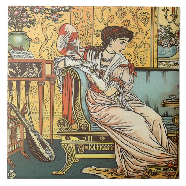 Walter Crane Beauty & Beast Repro Beauty Tile Fliese (Vorderseite)