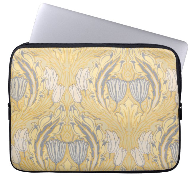 Walter Crane Blue White Tulips & Acanthus Laptopschutzhülle (Vorderseite)