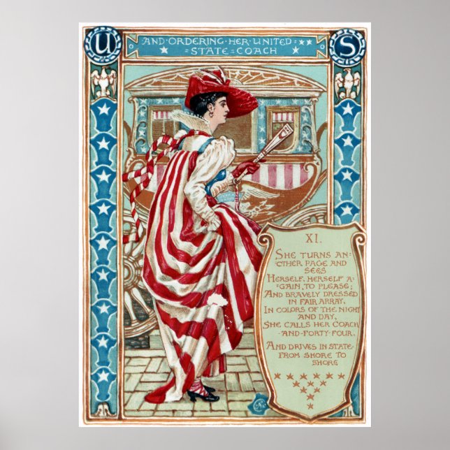 Walter Crane Columbia Courship United Staaten Poster (Vorne)