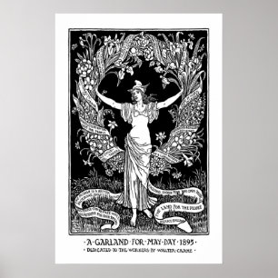 Walter Crane 'Erster Mai' Vintage Kunst Druck Kuns Poster
