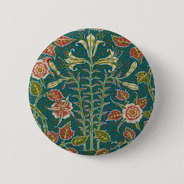 Walter Crane Lily and Rose Blume Design Button (Vorderseite)