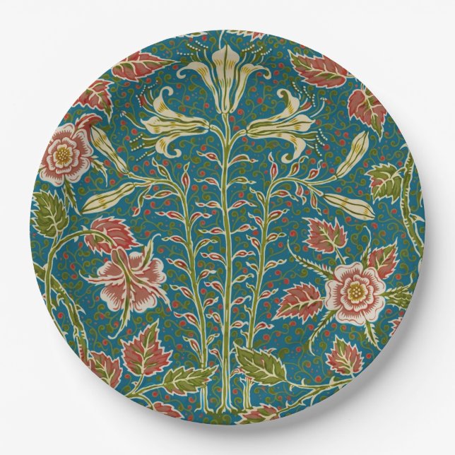 Walter Crane Lily and Rose Blume Design Pappteller (Vorderseite)