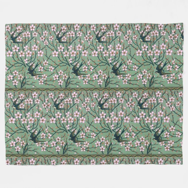 Walter Crane Schwalben und Mandeln Fleecedecke (Vorderseite (Horizontal))