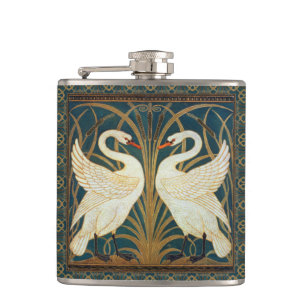 Walter Crane Schwan, Binse Und Iris Jugendstil Flachmann