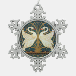 Walter Crane Schwan, Binse Und Iris Jugendstil Schneeflocken Zinn-Ornament
