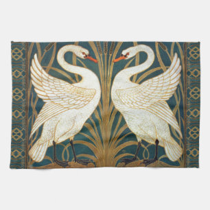 Walter Crane Schwan, Eilrush und Schwertlilie Art Geschirrtuch