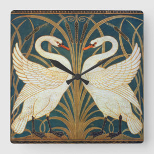 Walter Crane Schwan, Eilrush und Schwertlilie Art Quadratische Wanduhr