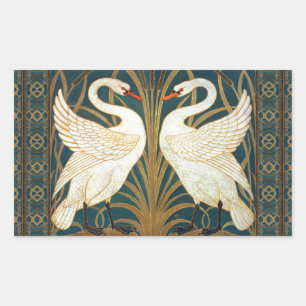 Walter Crane Schwan, Eilrush und Schwertlilie Art  Rechteckiger Aufkleber