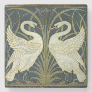 Walter Crane Schwan & Rübe und Iris Viktorianisch Steinuntersetzer