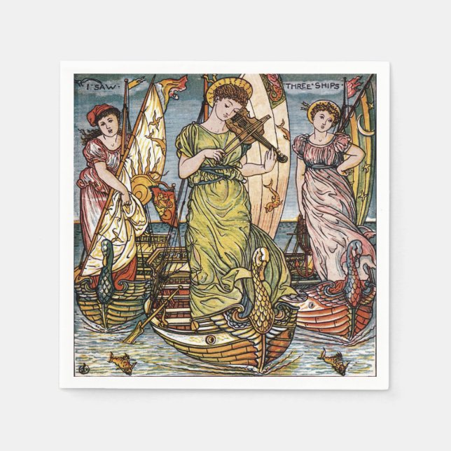 Walter Crane Ships, Graceful Ladys, Art Nouveau Serviette (Vorderseite)