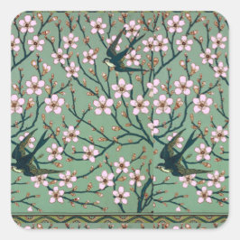 Walter Crane - Swallows and Almond Blossoms Mug Quadratischer Aufkleber