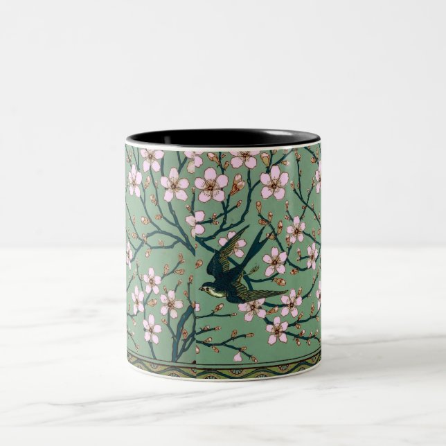 Walter Crane - Swallows and Almond Blossoms Mug Zweifarbige Tasse (Mittel)