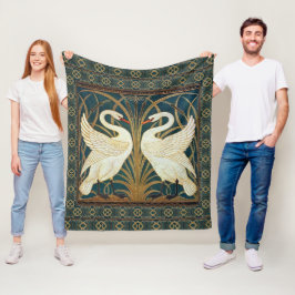 Walter Crane Swan, Rush and Iris Art Nouveau Fleecedecke