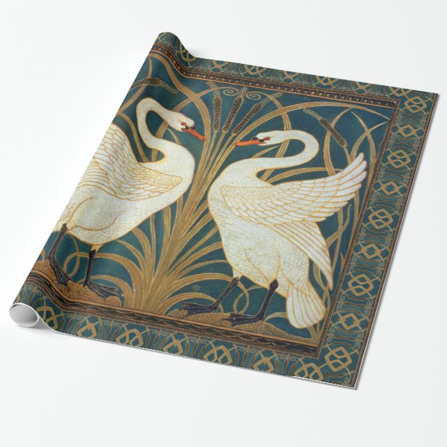 Walter Crane Swan, Rush and Iris Art Nouveau Geschenkpapier (Ungerollt)