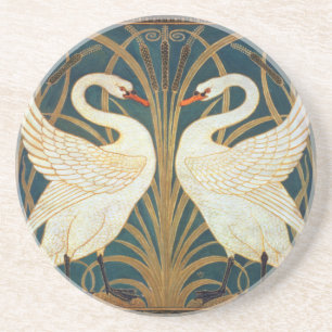 Walter Crane Swan, Rush and Iris Art Nouveau Getränkeuntersetzer