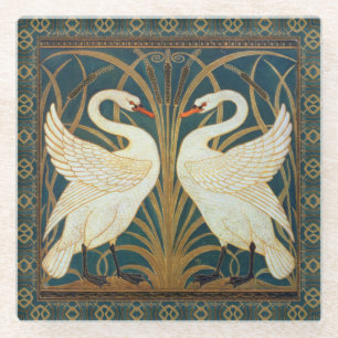 Walter Crane Swan, Rush and Iris Art Nouveau Glasuntersetzer