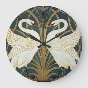 Walter Crane Swan, Rush and Iris Art Nouveau Große Wanduhr