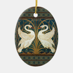Walter Crane Swan, Rush and Iris Art Nouveau Keramik Ornament
