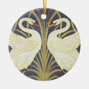 Walter Crane Swan, Rush and Iris Art Nouveau Keramik Ornament