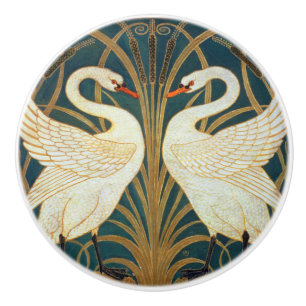 Walter Crane Swan, Rush and Iris Art Nouveau Keramikknauf