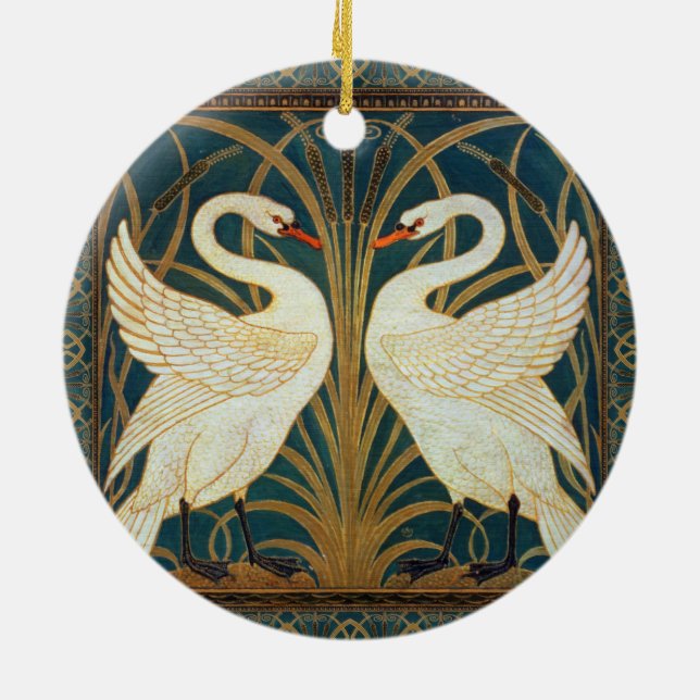Walter Crane Swan, Rush and Iris Art Nouveau Keramikornament (Hinten)