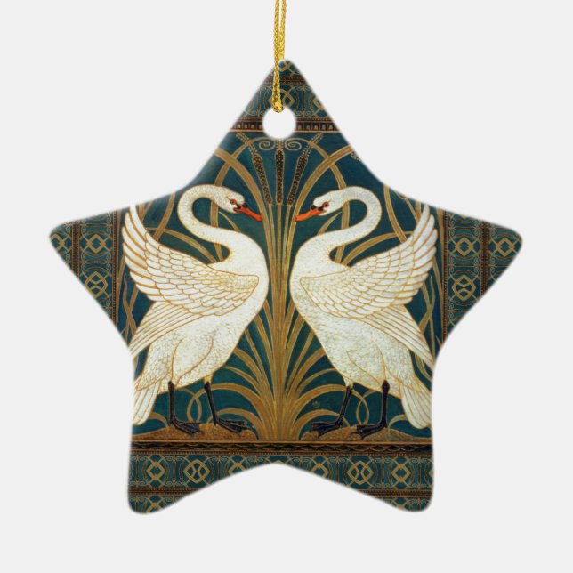 Walter Crane Swan, Rush and Iris Art Nouveau Keramikornament (Vorne)