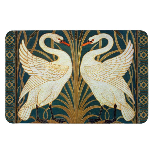 Walter Crane Swan, Rush and Iris Art Nouveau Magnet (Horizontal)