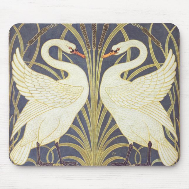 Walter Crane Swan, Rush and Iris Art Nouveau Mousepad (Vorne)