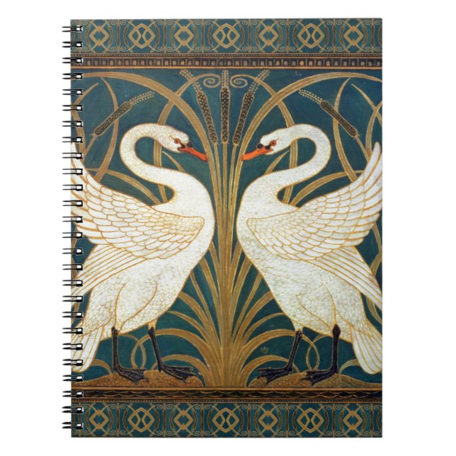 Walter Crane Swan, Rush and Iris Art Nouveau Notizblock (Vorderseite)