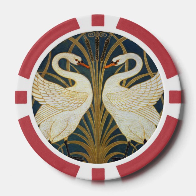 Walter Crane - Swan, Rush and Iris Art Nouveau Pokerchips (Vorderseite)