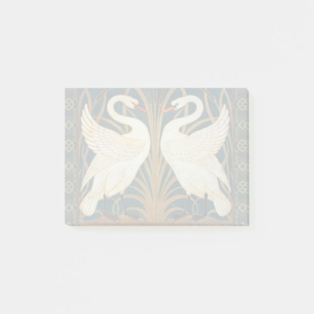 Walter Crane Swan, Rush and Iris Art Nouveau Post-it Klebezettel (Vorderseite)
