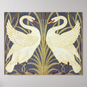 Walter Crane Swan, Rush and Iris Art Nouveau Poster