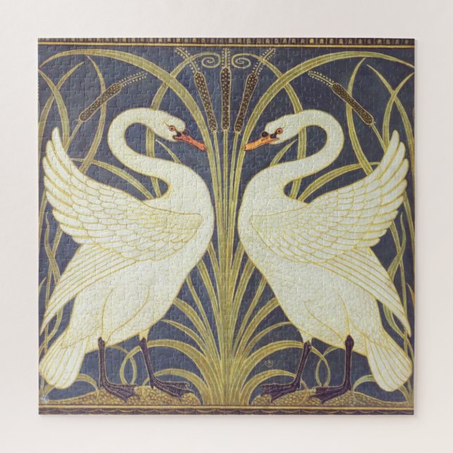 Walter Crane Swan, Rush and Iris Art Nouveau Puzzle (Vertikal)