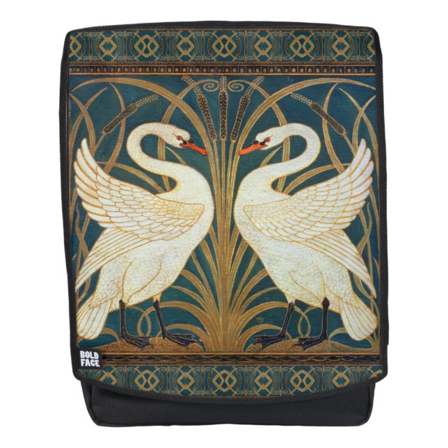 Walter Crane Swan, Rush and Iris Art Nouveau Rucksack (Vorderseite)